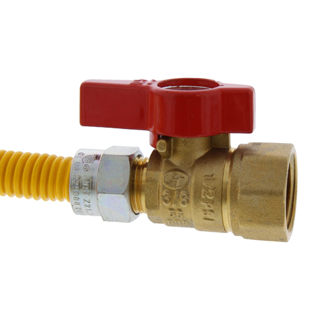 Jones Stephens 3/8" OD (1/4" ID) Gas Connector, 3/8" MIP x 1/2" FIP Ball Valve x 24" G70208